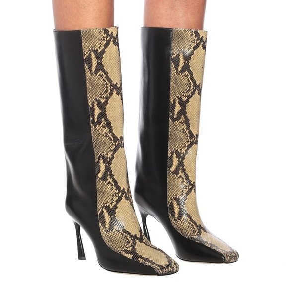 Jimmy Choo Mabyn 85 Leather Heeled Knee-High Boots - Picture 1 of 17